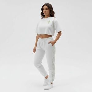 BP Self Discovery Crop Top Sweat Outfit. Size 2X White & Green